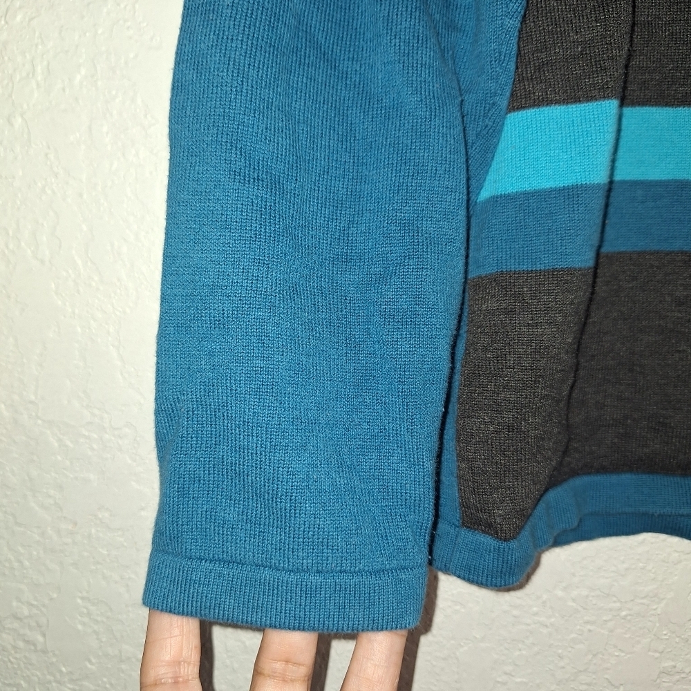 Allison Daley Turquoise & Black Pullover Rhinest Long Sleeve Sweater Size Small - Picture 4 of 8
